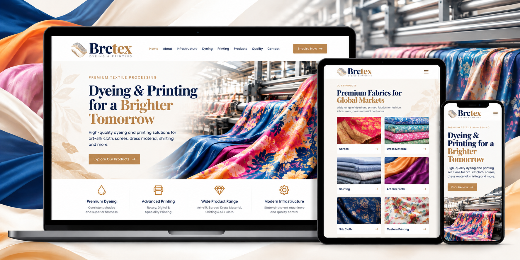 BRCtex Textile Manufacturing and Industrial Website Showcase by BRC STAR Partner